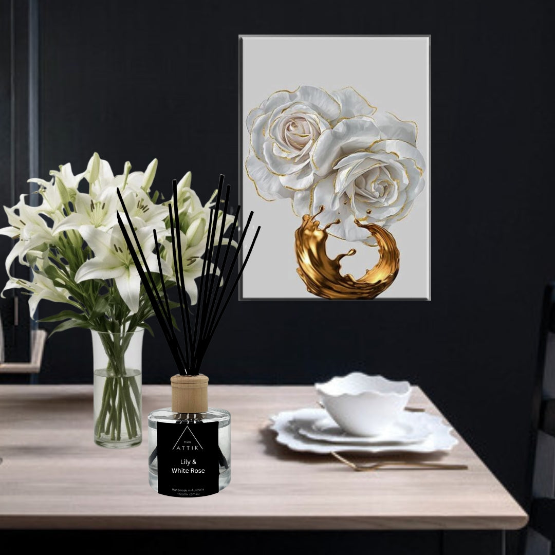 Lily & White Rose  - Reed Diffuser - theattik.com.au